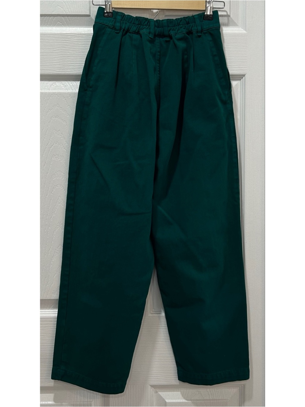 Big Bud Press Women's Cotton Trousers Pleated Sz XXS Forest Green Elastic Waist - Picture 4 of 7
